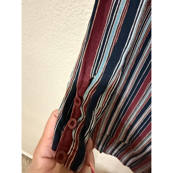 RVCA Women’s Striped Tunic Dress Top‎ Size Large 3/4 Sleeve Boho Surf Skate - Picture 5 of 5